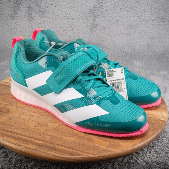 Adidas Adipower Weightlifting 3 Shoes Mens Size 13 Teal White Pink JP9871